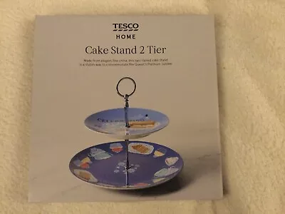 Buy Two Tier Fine China Cake Stand Celebrating Queens Platinum Jubilee • 7.50£