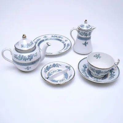 Buy Booths Silicon China Tea Set, Blue And White Floral In Lorna Doone's Style • 54£