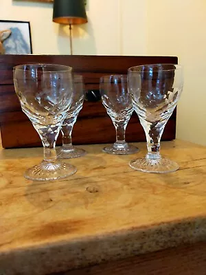 Buy 4 Antique Vintage Cut Glass Sherry Glasses • 9.99£