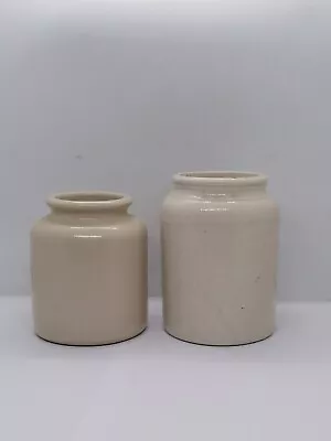 Buy 2 Old Off White English Ironstone Stoneware Pots  • 5.99£