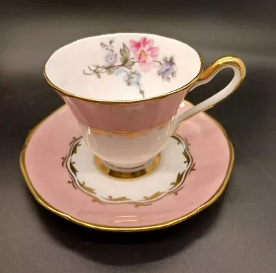 Buy Tuscan China Pastel Pink & Gold Trim Floral Cup & Saucer D1204 Made In England • 23.62£