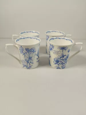 Buy 4 Queens Royal Horticultural Society The Garden Potentilla Blue White Mugs • 21£