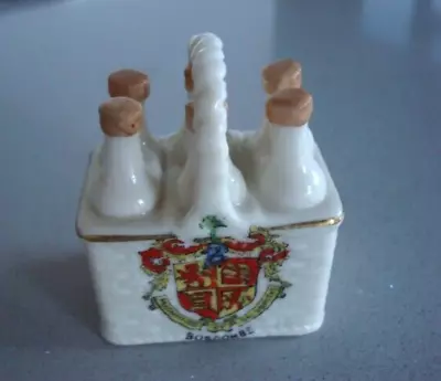 Buy BOSCOMBE A&S Arcadian Milk Bottles In Basket Crested China Pottery. • 10£