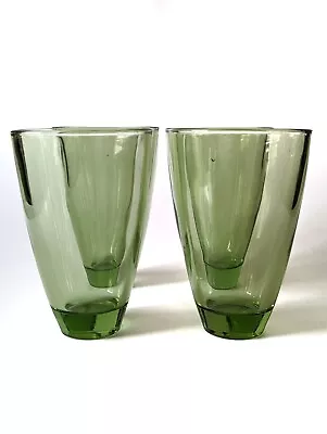 Buy Large Art Glass Tumblers Green Drinking Vessels Glasses 4 X Drinkware • 44.23£