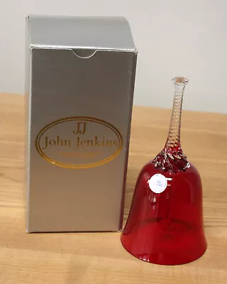 Buy Vintage John Jenkins Czech Ruby Red Glass Bell With Clear Twisted Handle Boxed • 6.99£