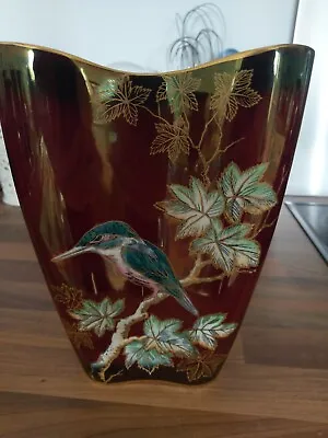 Buy CROWN DEVON Large Red Lustre Kingfisher Vase Approx 9  • 23.99£