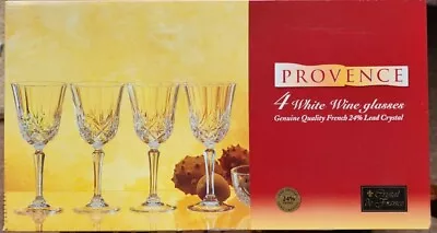 Buy Vintage Provence Cristal De France 24% Lead Crystal White Wine Glasses, Set Of 4 • 12.50£