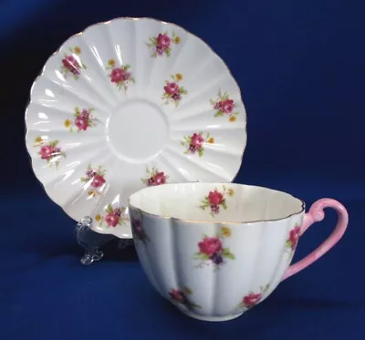 Buy Shelley Fine Bone China Pink Handled All Over Hulmes Roses #2334 Cup And Saucer • 28.81£