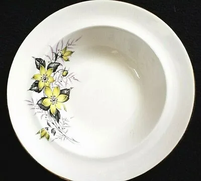 Buy Swinnertons Yellow Flowers Purple Black 6½ Inch Rimmed Bowls X1 (3 Avail) C1945+ • 8.50£