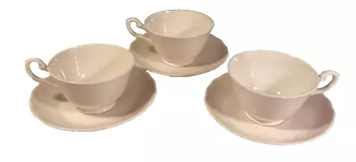 Buy Tuscan Bone China Light Pink Tea Cups With Saucers (e52) Set Of 3 • 19.99£