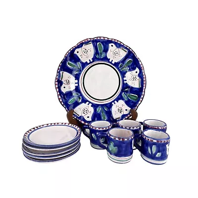 Buy La Musa Sicilian Hand-Painted Folk Art Pottery Platter Plates And Expresso Cups • 94.63£