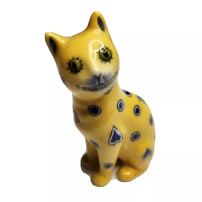 Buy Franklin Mint Curio Cabinet Cat - Galle Yellow Blue Whimsical • 125.46£