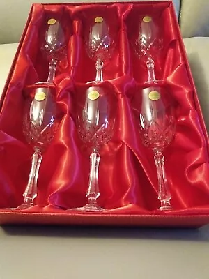 Buy 6 Crystal Wine Glasses Perfect Gift. House Warming Present. Mint Condition • 35£