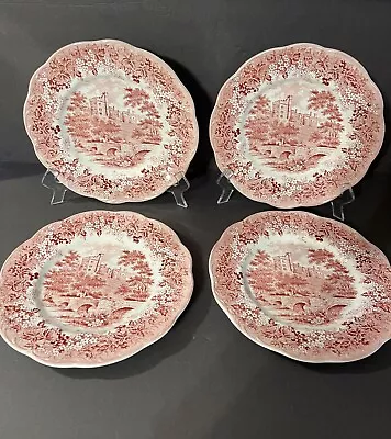 Buy J&G Meakin Romantic England Red Dinner Plates Set Of 4 VTG 10  Ironstone England • 47.94£