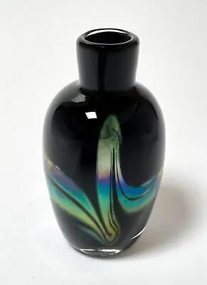 Buy Richard Morrell Australian Studio Metallic Iridescent Art Glass Vase Signed • 60.85£