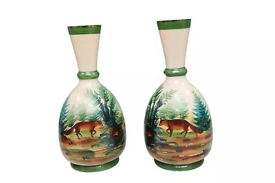 Buy A Pair Of Vintage Fine Porcelain Hand Painted Vases With Fox Painting • 14£