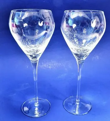 Buy Set Of 2 PIER 1 REFLECTIONS Crackle 9.25  Tall WINE GLASSES   Clear  MINT • 38.54£