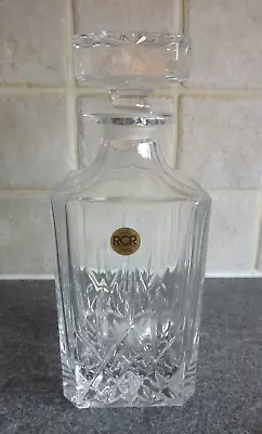 Buy RCR Royal Crystal Rock Italy Cut Glass Square Whisky Decanter With Stopper • 20£