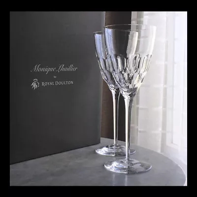 Buy 2 Royal Doulton Monique Lhuillier Atelier Crystal WINE Glasses Boxed Unused • 76.84£