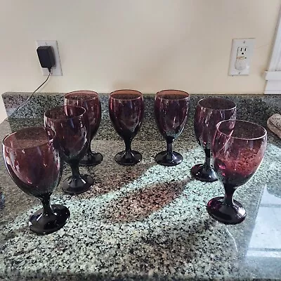 Buy Libbey Vintage Purple Amethyst Stemmed Wine Glasses Iced Tea Water 6  Set Of 7 • 37.47£