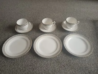 Buy 3 X Royal Stafford Bone China Tea Cup & Saucer + Side Plate Trios With Gold Gilt • 8£