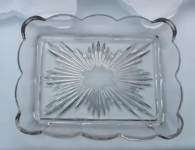 Buy Vintage Chippendale Davidson Clear Glass Shallow Rectangular Dish / Tray • 3£