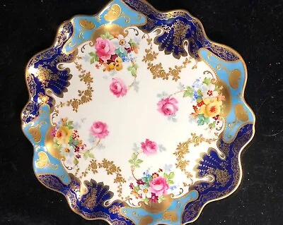 Buy Aynsley Hand Painted Blue Gold Cabinet Plate 9 1/4  19C • 71.15£