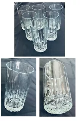 Buy VINTAGE Anchor Hocking Drinking Glass Tumblers 16 Oz.  Vertical Cuts 6-Piece Set • 36.79£