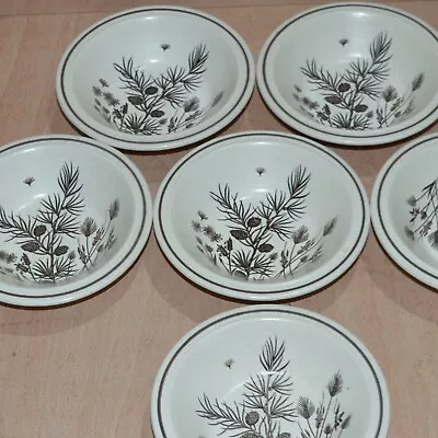 Buy 6 Retro Cereal Pudding Bowls Pinewood Grindley England 15cm 6 Inch • 11.50£