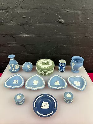 Buy 12 X Wedgwood Jasper Ware Blue Green Trinket Dishes Vases Pill Boxes Job Lot • 34.99£