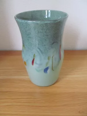 Buy Vintage Strathearn Green Speckle Glass Vase Leaping Salmon Mark To Base • 35£