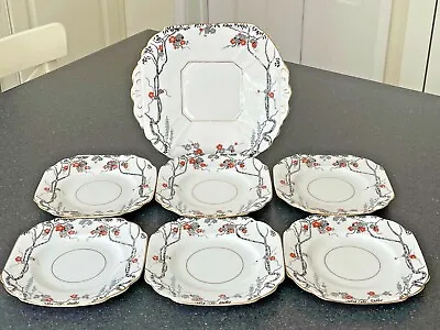 Buy Art Deco MELBA Bone China, 6 Tea Plates With Bread & Butter Plate, Pattern 3414? • 38£
