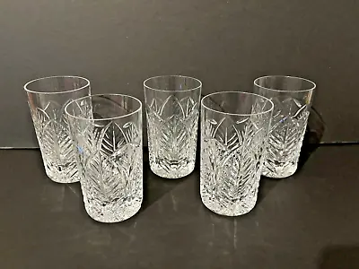 Buy (5) Tiffany & Co. Cut Leaves Crystal Glass Highball Tumbler Drinking Glasses • 545.30£