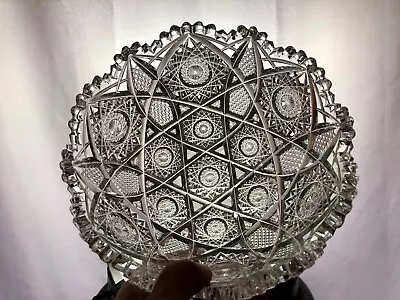Buy AMERICAN BRILLIANT Cut Glass 8  Bowl  Cluster  Pattern. Excellent, VIDEO! • 95.55£