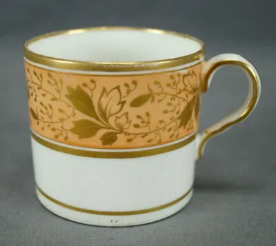 Buy Job Ridgway Pattern 313 Gold Floral & Apricot Coffee Can C. 1808-1814 • 120.64£