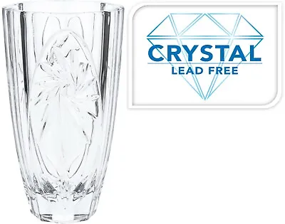 Buy Top Quality 25cm Large Lead Free Crystal Clear Glass Vase Flower Vase Home Decor • 15.99£