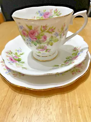 Buy Rare Royal Albert Moss Rose Pattern Scalloped Shape Trio Cup, Saucer, Plate. (a) • 13.99£