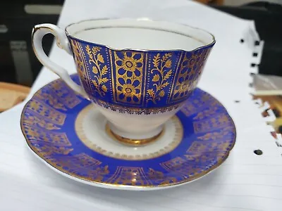 Buy Royal Stafford Bone China Blue & Gold Cabinet Cup And Saucer 8834 • 20£
