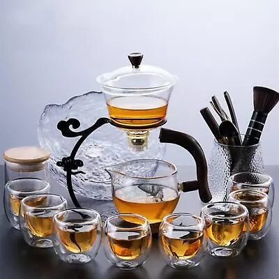 Buy Creative Kungfu Glass Tea Set Water Diversion Rotating Cover Bowl Heat Resistant • 30.79£