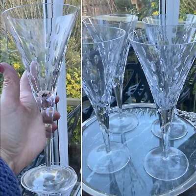 Buy Rare Set 4 Tear Drop Crystal Germany Large 10” Champagne Flute Glass Bubble Cut • 200£