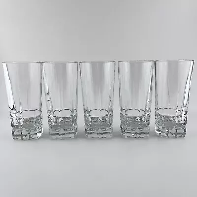 Buy (5) Libbey Squire Cooler Glasses Set 6.75  Clear Vertical Cut Bar Heavy Tumblers • 42.52£