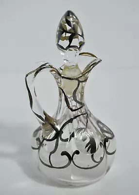 Buy Vintage Glass Decanter Mexican Silver  Swirl Motif  Design With Topper • 9.65£