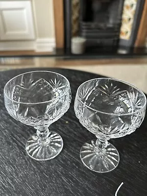 Buy Pair Of Crystal Czech Beautiful Unique Glasses Approx 9cm Champagne Sherry Port • 9.99£
