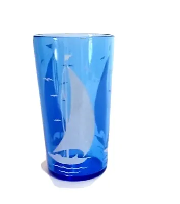 Buy Hazel Atlas Depression Glass Ships Juice Glass Cobalt Blue 1930's White Ships • 16.03£
