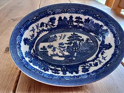 Buy Johnson Brothers Blue Willow 9  Oval Vegetable Bowl England Vintage 1960's (F) • 10£