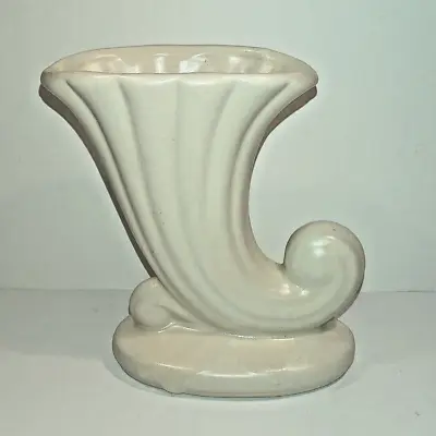 Buy Vintage USA Pottery Cornucopia Vase Cream 6.5” T X 6  W McCoy Shawnee Hull EUC • 14.43£