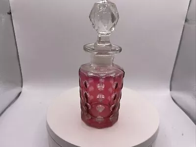 Buy Antique Boston & Sandwich Glass Cranberry Cut To Clear Perfume Barber Bottle • 19.99£