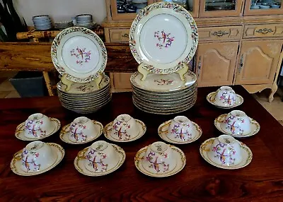 Buy Limoges Audubon Type Bird Dinnerware Set Dinner Plates Soup Bowl Cup And Saucer! • 1,687.96£