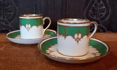 Buy Crown Staffordshire Green & Gold Demitasse Pair Of Cans & Saucers  • 10£