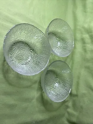Buy Set Of 3 Vintage Glass Dessert/Cocktail Bowls (Starburst Pattern) • 2£